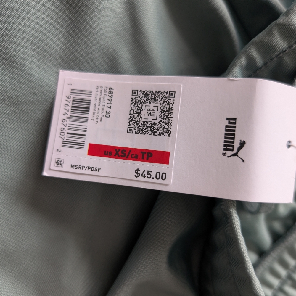 Puma Trackpants Green Purple Athleisure Straight Leg Mid Rise XS New With Tags image 9